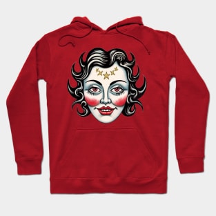 Vintage Flash Tattoo Witchy Woman Face Hoodie